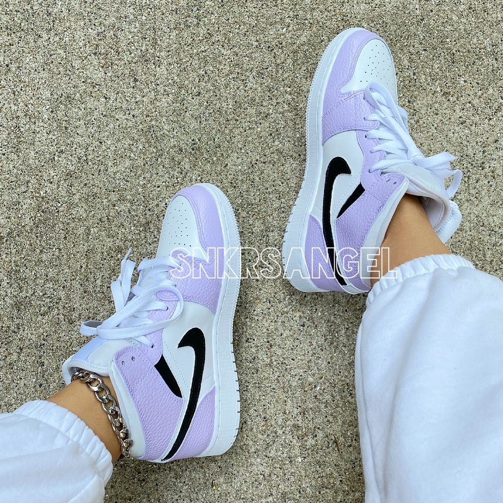 Nike custom lilac air jordan 1 mid - Picture 3 of 3
